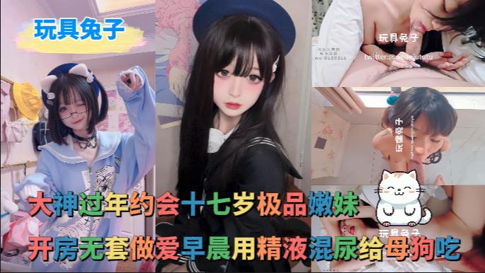 玩具兔子 - 大神过年约会十七岁极品嫩妹，开房无套做爱早晨用精液混尿给母狗吃